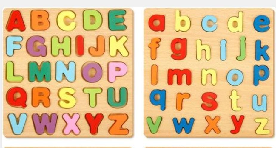 Wooden Alphabets  Uppercase and Lowercase.
