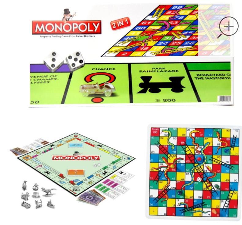 Monopoly + Snaken & Ladder (2 in 1 Game)